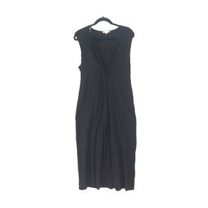 Blue Island Women's Black Maxi Dress Lightweight Cover Up Sundress Slit Size L